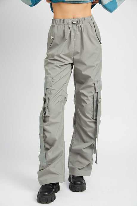 Charcoal Cargo Parachute Pants