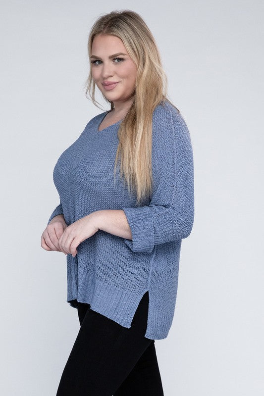 Plus Size Crew Neck Knit Sweater king-general-store-5710.myshopify.com