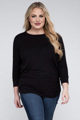 Plus Luxe Rayon Boat Neck 3/4 Sleeve Top king-general-store-5710.myshopify.com