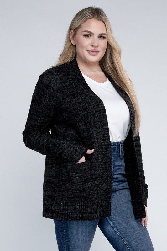 Plus Solid Open Front Cardigan king-general-store-5710.myshopify.com