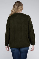 Plus Oversized Round Neck Raw Seam Melange Sweater king-general-store-5710.myshopify.com