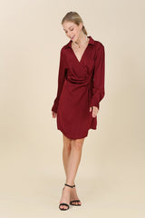 Satin Collared Wrap Mini Dress king-general-store-5710.myshopify.com