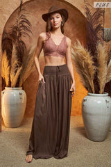 Plus Ruched Waist Wide Resort Pants king-general-store-5710.myshopify.com