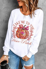 Graphic Round Neck Long Sleeve Sweatshirt