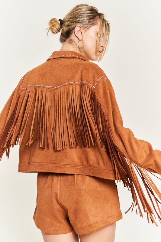 Soft Touch Suede Studded Fringe Jacket king-general-store-5710.myshopify.com