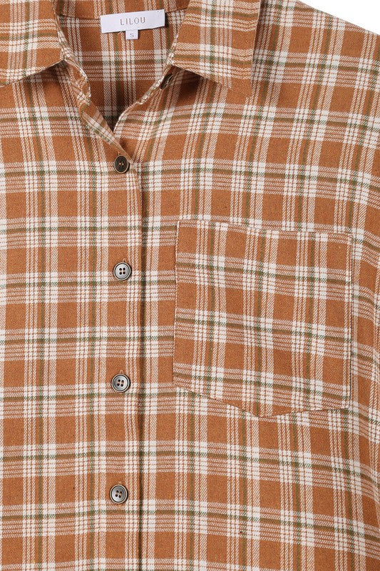 Autumn Beige Long Sleeve Plaid Shirt