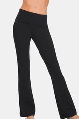 Zenana Full Size High Waist Wide Waistband Bootcut Active Pants