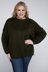 Plus Oversized Round Neck Raw Seam Melange Sweater king-general-store-5710.myshopify.com