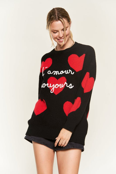 Heart Print Long Sleeve Oversize Sweater king-general-store-5710.myshopify.com