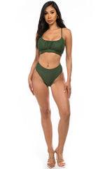 High Waist Ruched Detail Bikini