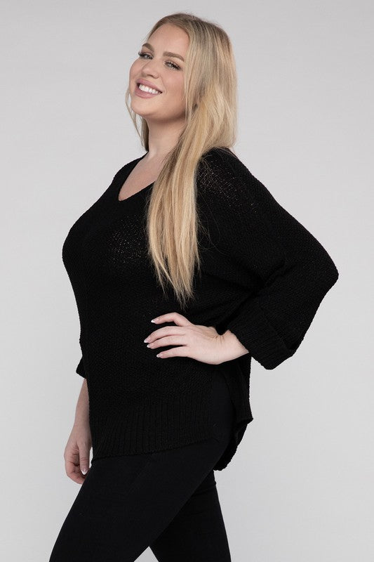 Plus Size Crew Neck Knit Sweater king-general-store-5710.myshopify.com