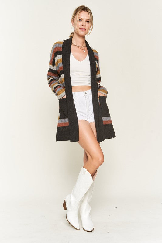 Multicolor Striped Cardigan king-general-store-5710.myshopify.com