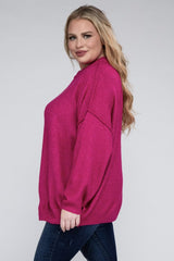 Plus Oversized Round Neck Raw Seam Melange Sweater king-general-store-5710.myshopify.com