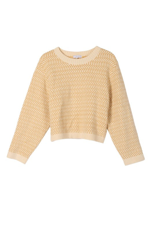 Herringbone Pattern Crew Neck Sweater king-general-store-5710.myshopify.com