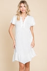 Culture Code Full Size Short Sleeve Ruffled Asymmetric Hem Dress