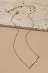 Hammered Sideway Cross Necklace king-general-store-5710.myshopify.com