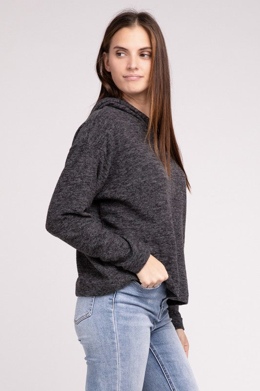 Hooded Brushed Melange Hacci Sweater king-general-store-5710.myshopify.com