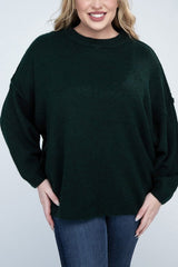 Plus Oversized Round Neck Raw Seam Melange Sweater king-general-store-5710.myshopify.com