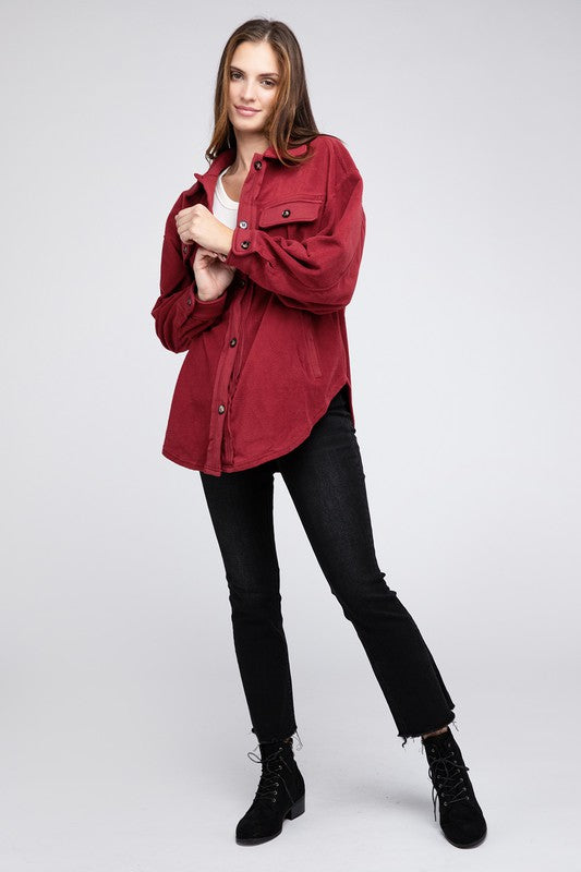 Fleece Buttoned Down Oversized Jacket king-general-store-5710.myshopify.com