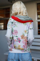 Tasha Apparel Full Size Floral Zip Up Hoodie