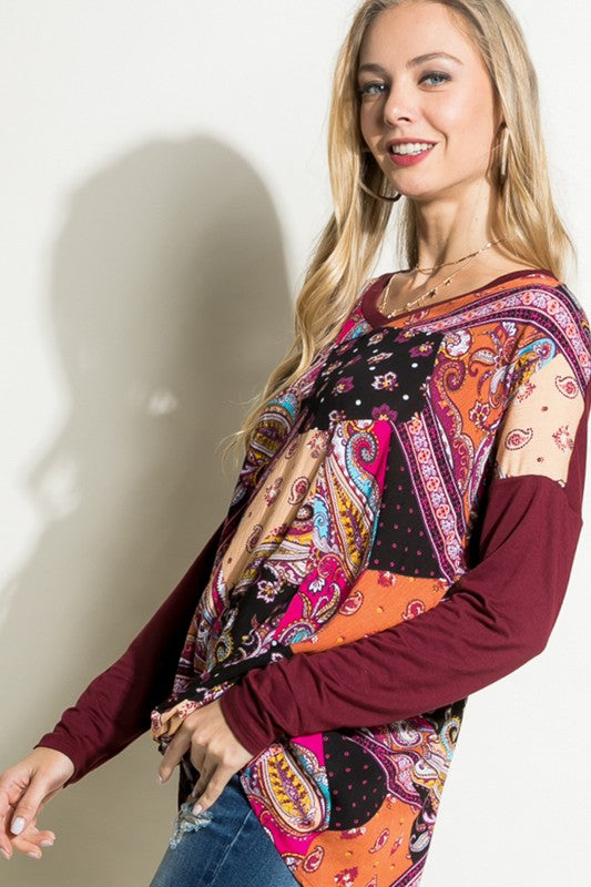 PAISLEY MIXED BOXY TOP