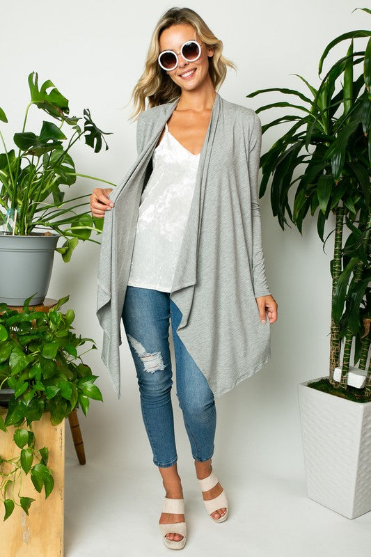 SOLID JERSEY CASCADE CARDIGAN