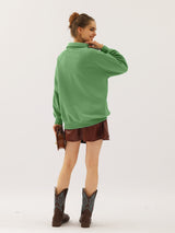 Ninexis Full Size Quarter-Button Collared Sweatshirt