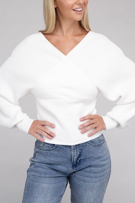 Viscose Cross Wrap Pullover Sweater king-general-store-5710.myshopify.com