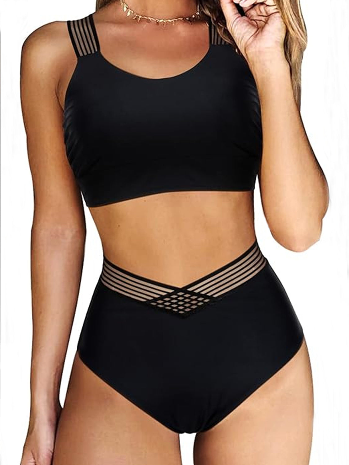 Crisscross Wide Strap Two-Piece Swim Set