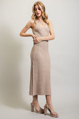 RIBBED-KNIT MAXI DRESS