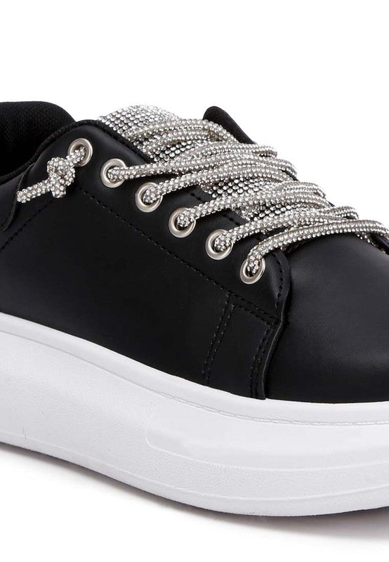 Jaxen Rhinestones Lace Up Sneakers king-general-store-5710.myshopify.com