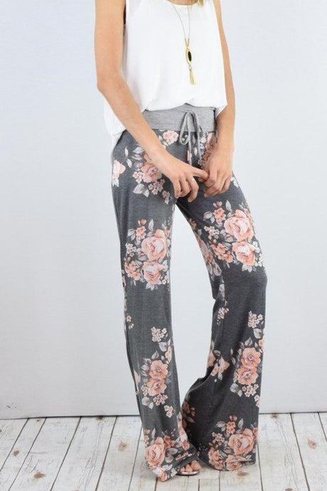 Drawstring Floral Wide Leg Pants king-general-store-5710.myshopify.com