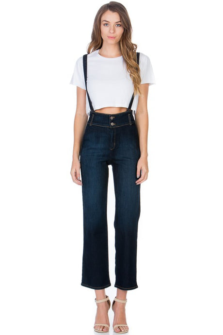 High Waist Flare Denim Jean Overalls king-general-store-5710.myshopify.com