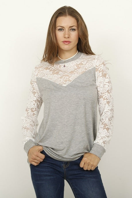 Long Lace Sleeve Heart Top