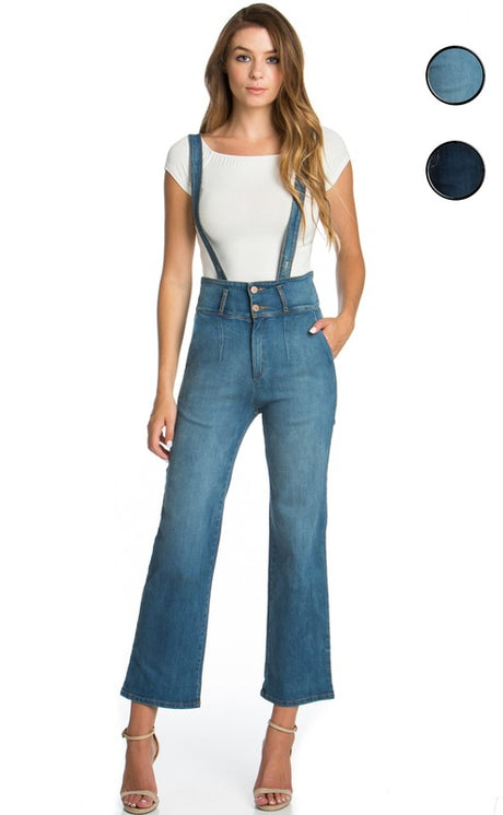 High Waist Flare Denim Jean Overalls king-general-store-5710.myshopify.com