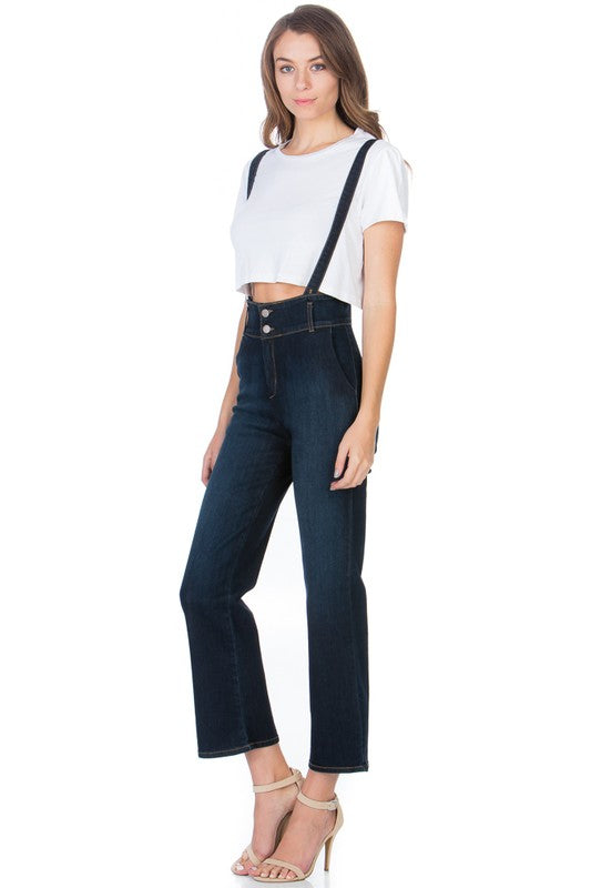 High Waist Flare Denim Jean Overalls king-general-store-5710.myshopify.com