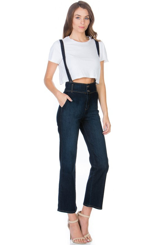 High Waist Flare Denim Jean Overalls king-general-store-5710.myshopify.com