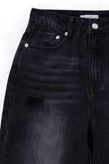 Black Distressed Straight Jeans king-general-store-5710.myshopify.com