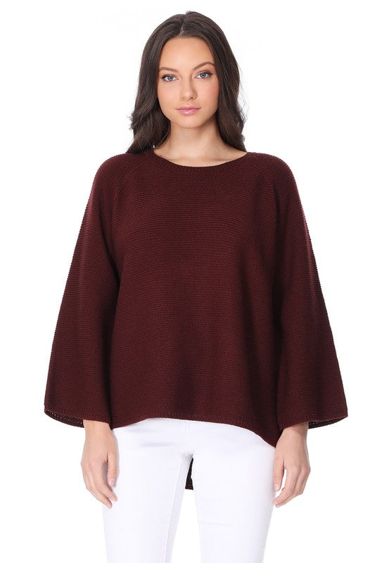 Boat Neck Bell Sleeve High Low Pullover Sweater king-general-store-5710.myshopify.com
