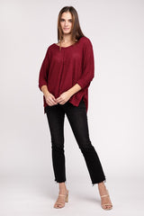 V-Neck Hi-Low Hem Jacquard Sweater king-general-store-5710.myshopify.com