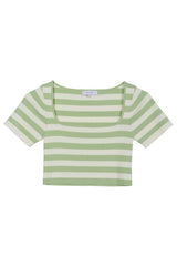 Striped Ribbed Short Sleeve Crop Top king-general-store-5710.myshopify.com