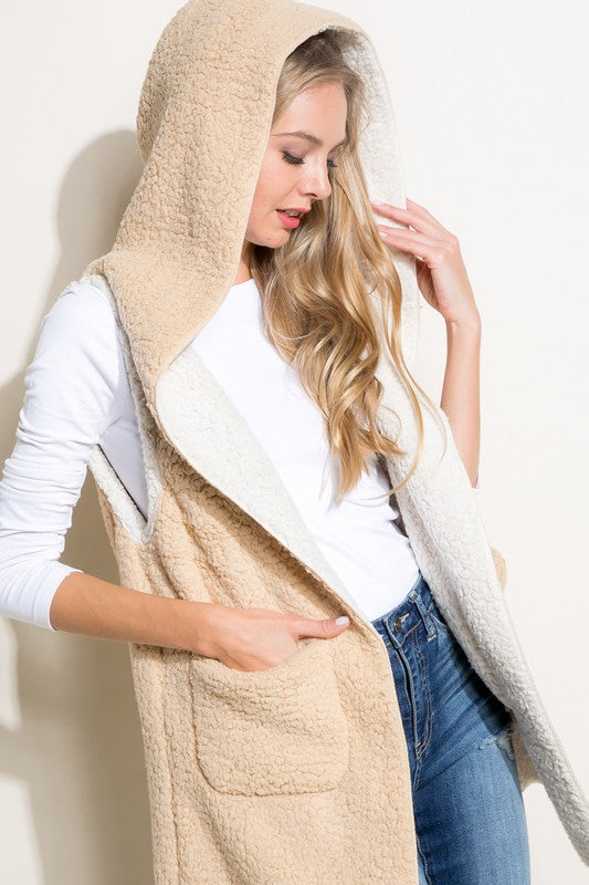 Oversized Sherpa Long Vest