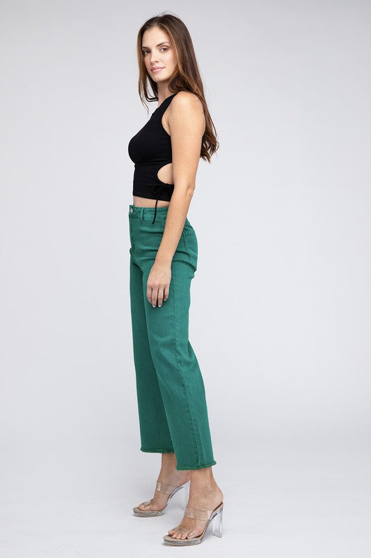 Acid Wash Frayed Cutoff Hem Straight Wide Pants king-general-store-5710.myshopify.com