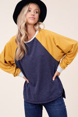 Solid Terry Color Block Sweatshirt