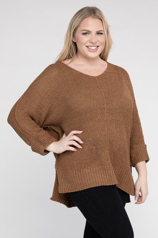 Plus Size Crew Neck Knit Sweater king-general-store-5710.myshopify.com