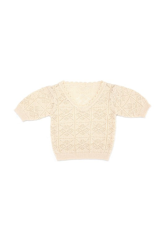 Ivory Crochet Knit Top king-general-store-5710.myshopify.com