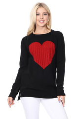 Cozy Heart Jacquard Round Neck Pullover Sweater king-general-store-5710.myshopify.com