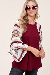 WAFFLE STRIPE MIX KIMONO TOP