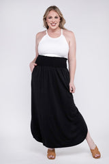 Plus Smocked Waist Side Slit Maxi Skirt with Pockets king-general-store-5710.myshopify.com