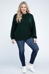 Plus Oversized Round Neck Raw Seam Melange Sweater king-general-store-5710.myshopify.com